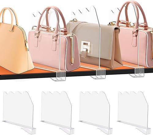 Divisores de estantes acrílicos para organización de armario, 4 piezas separadores de estantes antideslizantes para armario y separador de armario