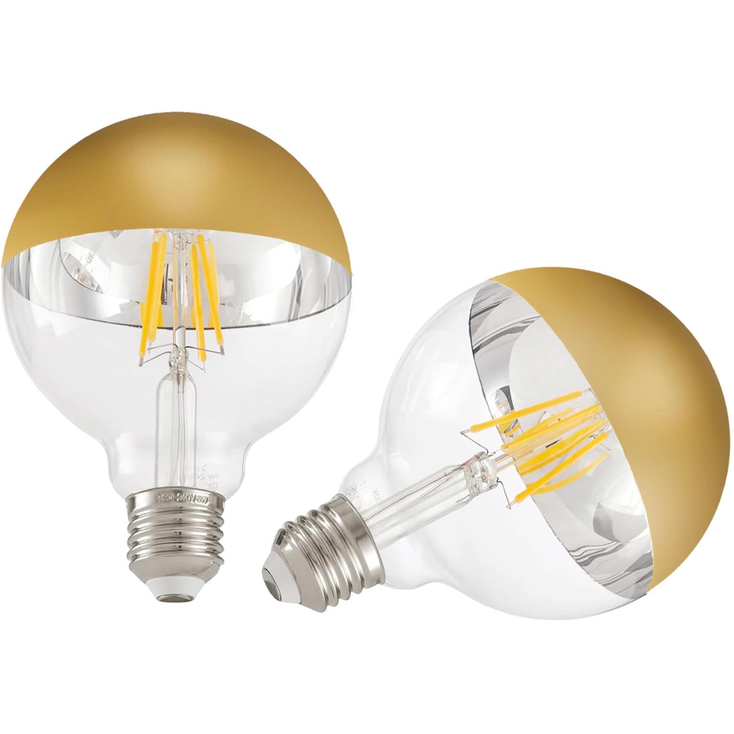 Vanpus E27 LED Bulb Warm White 6W Half Chrome Light Bulb No Flicker, Vintage Edison Screw LED Bulbs 2700K, 60w Equivalent Energy Saver, G95 Brass Half-Plated Lamp Bulb,Dimmable (Pack of 2) — image 1
