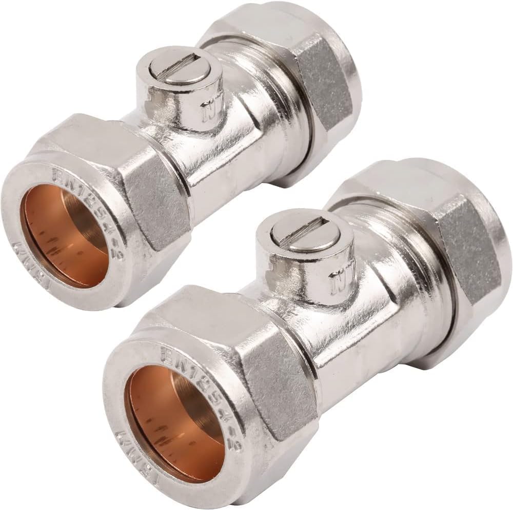 22.5 Team Controls Chrome Tc Isolation Valves Isolating Valve Slotted 15Mm Compression Wras Approved Pack Of 2
