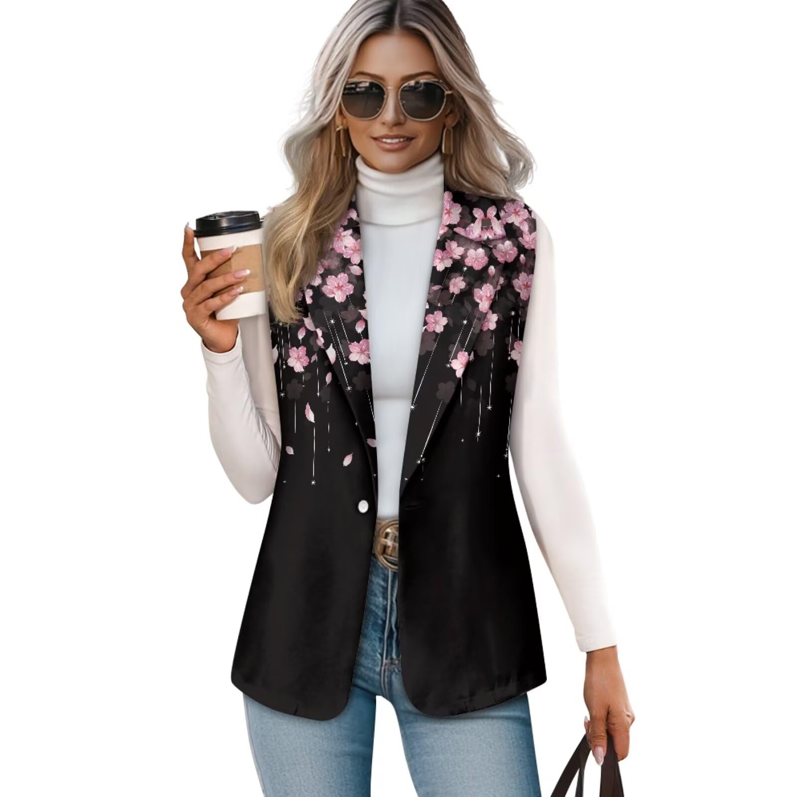 Womens Suit Vest Tops Sleeveless Blazer Vests Trendy Waistcoat Casual Outerwear Lightweight Fall Jackets Cardigan