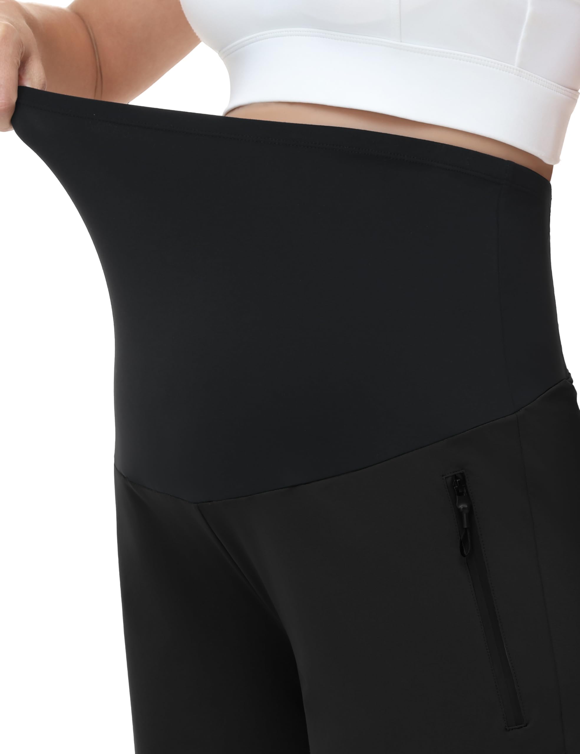 Pantalones Cortos de Maternidad con Soporte Abdominal de Secado Rápido con Bolsillos con Cremallera para Verano Senderismo y Running