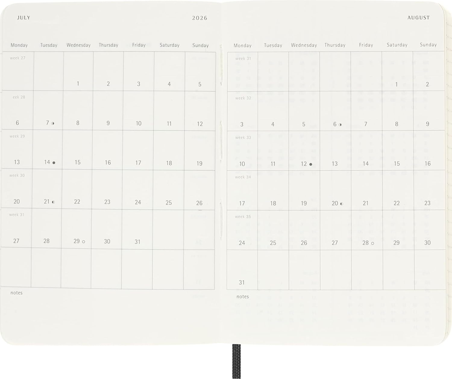 Moleskine Classic 18 Month 2025-2026 Weekly Planner, Soft Cover, Pocket (3.5" x 5.5"), Black, 208 pages