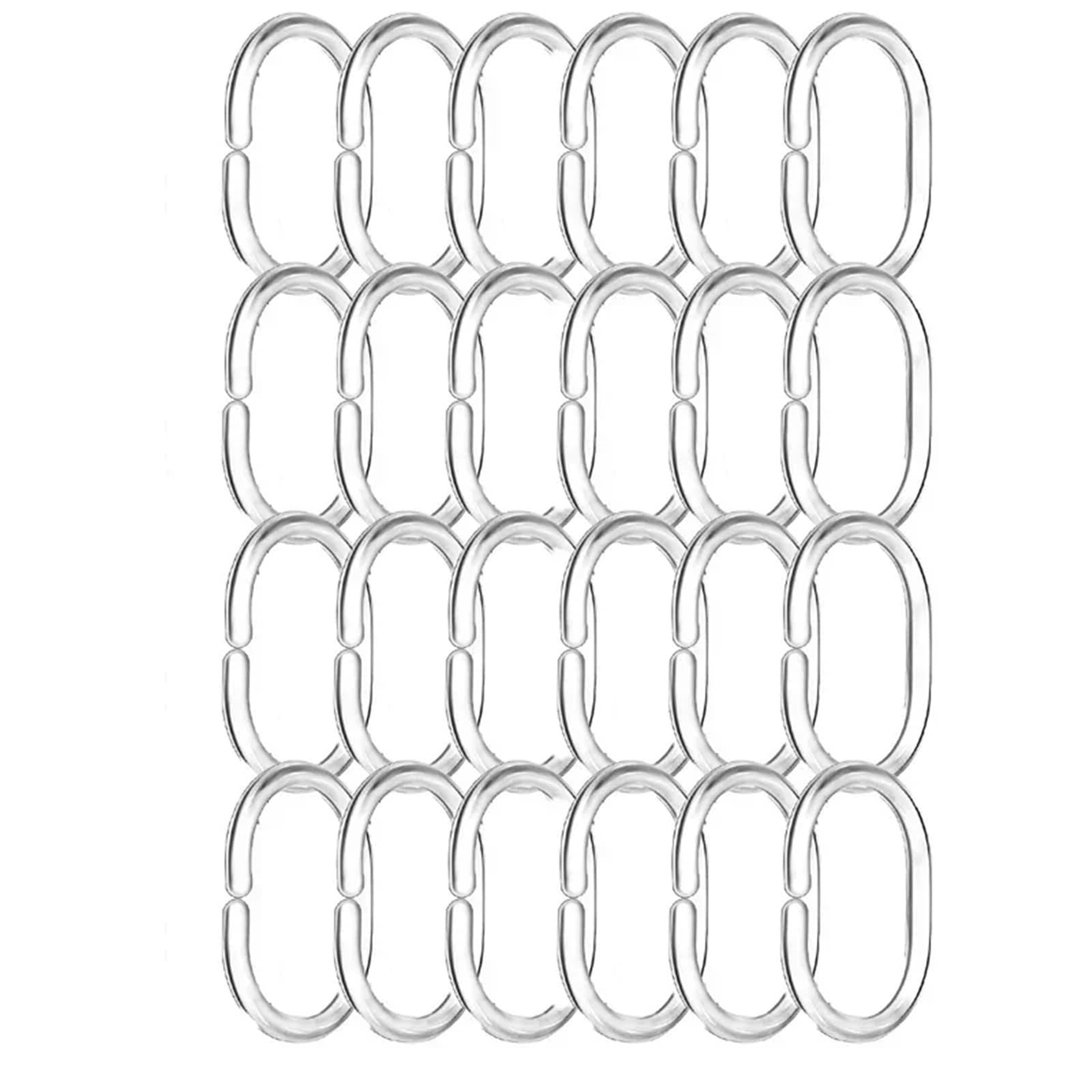 Plastic Curtain Hooks 96PCS Transparent Shower Curtain Rings C Hooks - Durable Plastic Bathroom Drapery Clips for Easy Installation