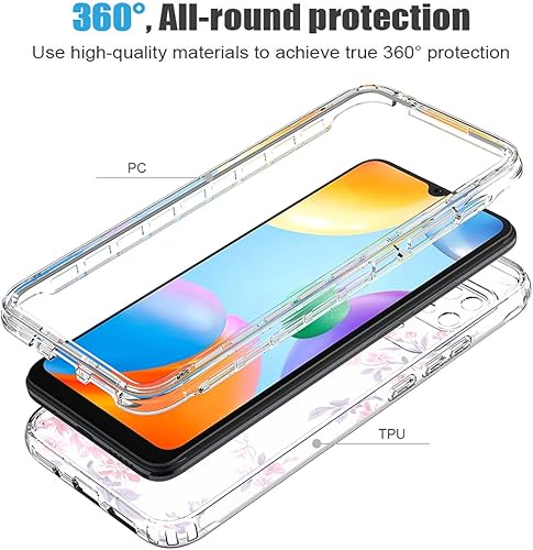 Miniatura 3 de Funda para Redmi 10C 220333QBI con protector de pantalla de vidrio templado, suave 360 cuerpo completo a prueba de golpes híbrido parachoques