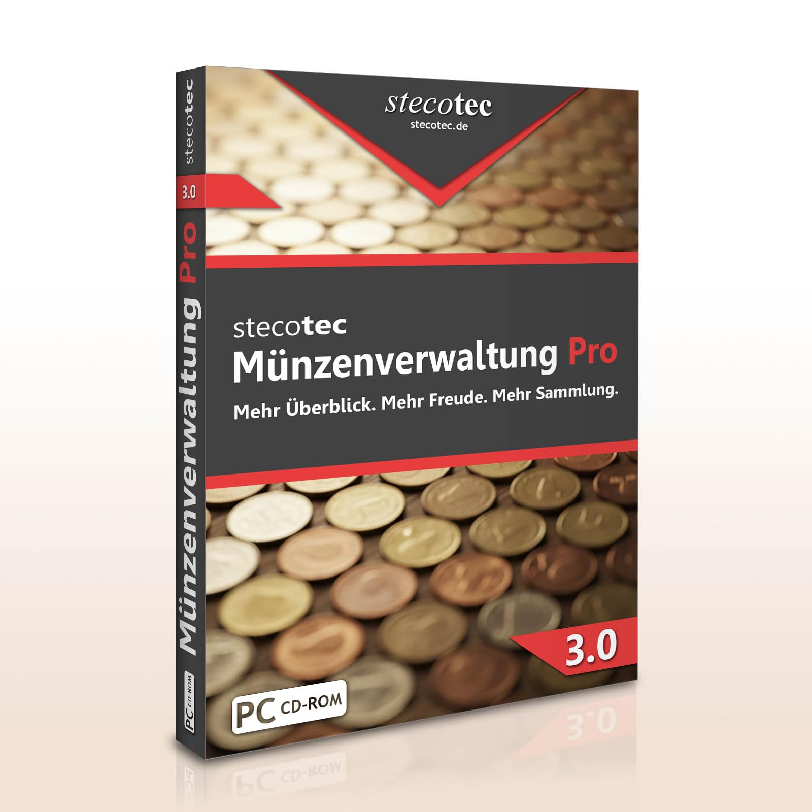 Münzen Software - Stecotec Münzen-Verwaltung Pro 3 - Programm f. Ihre Münzsammlung - Numismatik - Datenbank - CD-ROM