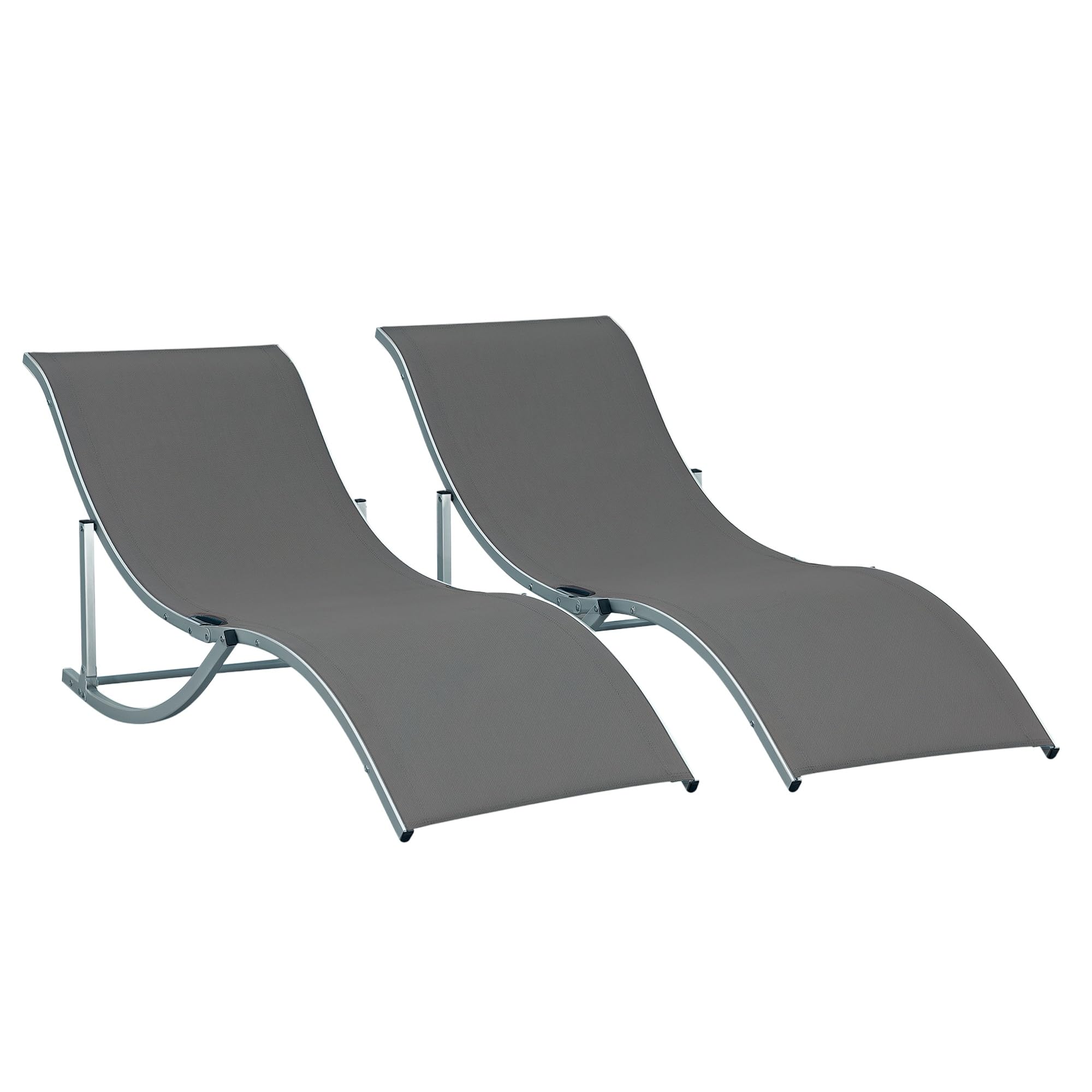 Outsunny Sonnenliege Gartenliegen 2er Set 165 x 61 x 63 cm Dunkelgrau