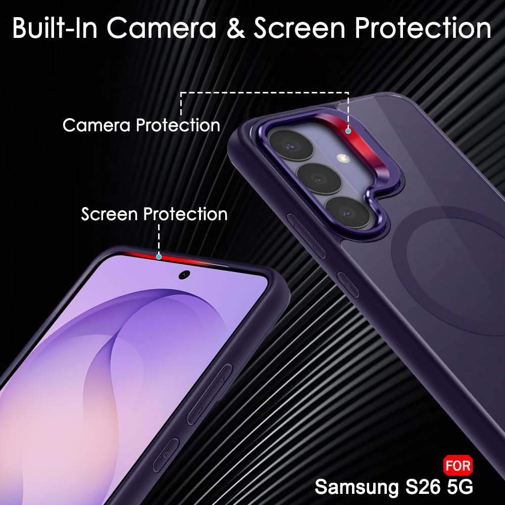TheGiftKart for Samsung S26 Case | Shockproof Hard Back Cover | Built-in Stand | Hybrid Shockproof Galaxy S26 Back Cover Case (PC & TPU, Matte Frosted Back, MagSafe Compatible, Translucent Violet) — Amazon image 5