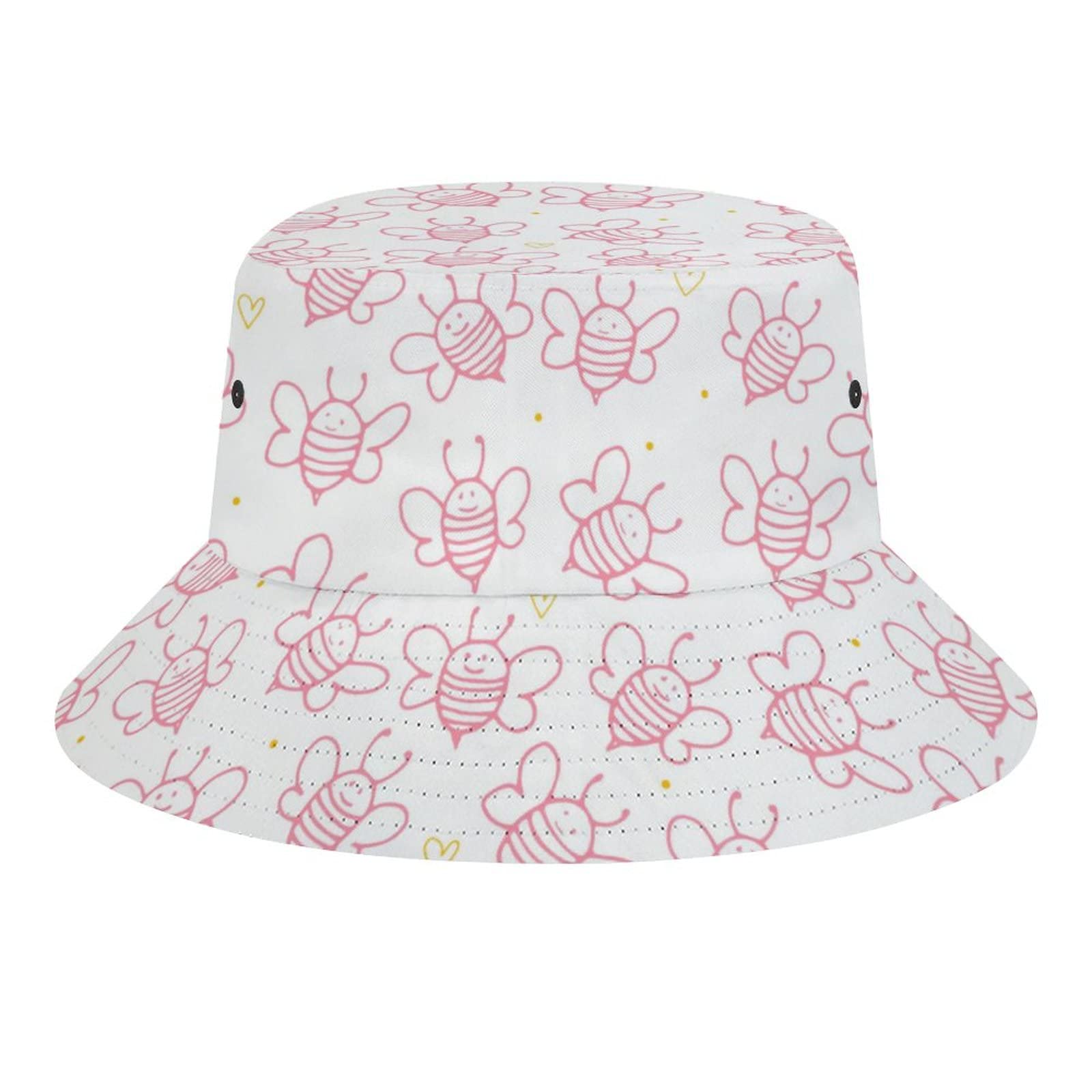 Bee Pattern Bucket Hat Unisex Travel Sun Fisherman Hats Summer Beach Outdoor Cap for Women Men