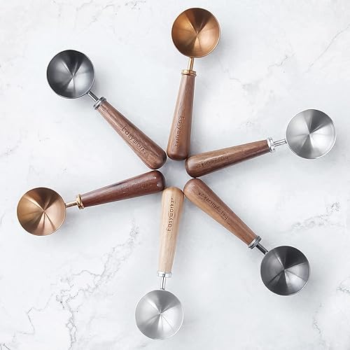 Miniatura 9 de Easyworkz Jarra de café expreso de acero inoxidable de 12 onzas, taza de arte latte con cuchara de café retro de acero inoxidable con mango de nogal