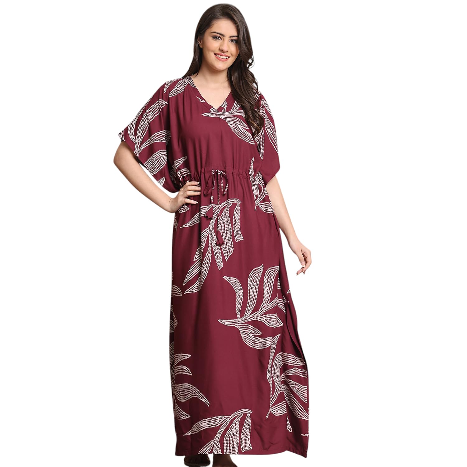 claura Printed Maxi Kaftan Nightdress Purple-picture-27