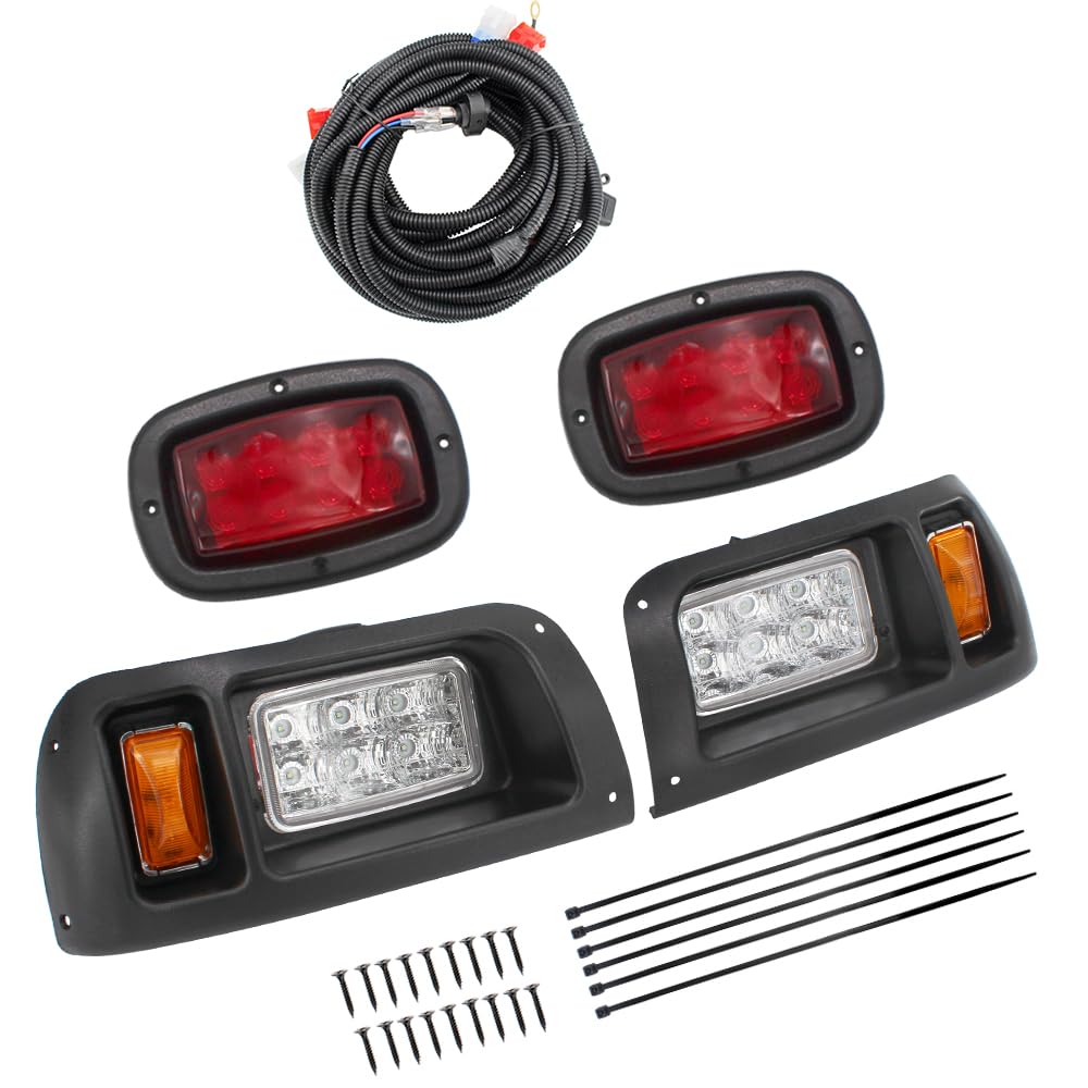 COOL STAR LED Lighting 12V Headlight Tail Light Kit Compatible with Club Car DS 1993-UP Gas & Electric Street Legal Golf Cart with Installation Instruction