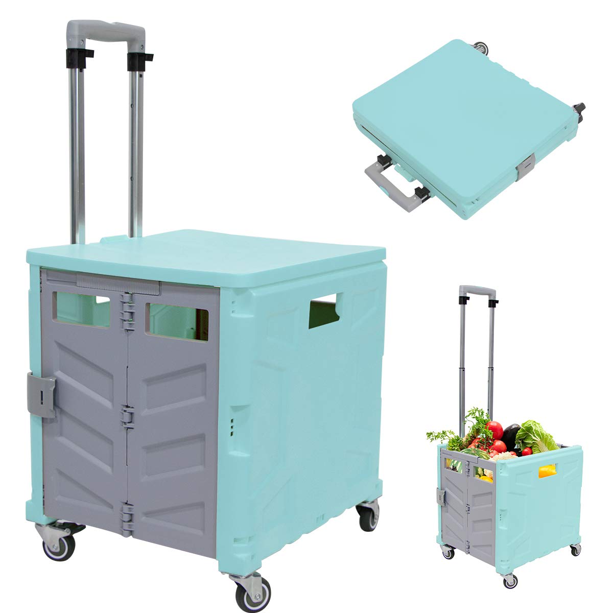Buy Oeyal Foldable Utility Cart 4 Wheeled Rolling Cart Collapsible