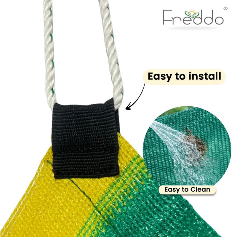 Image of FREDDO HDPE Sun Shade Sail with PP Loop, 90% UV Protection, Breathable Shade Canopy for Car Parking, Garden, Balcony & Patio, Green, 10 x 3 ft, Pack of 1