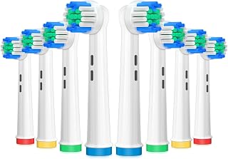 Zamienne głowice do szczoteczek Oral B,8 sztuk, elektryczne końcówki do szczoteczek do zębów Oral B Brązowe,wielokrotnego ładowania,kompatybilne z Pro1000/3000/5000/7000,Vitality i wielu innych
