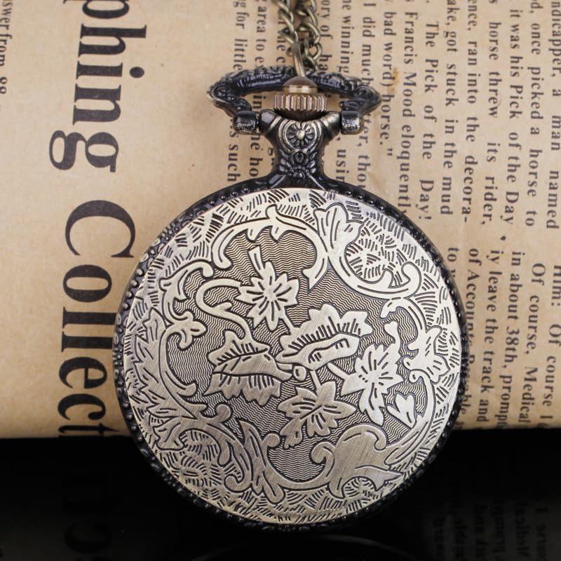 Image of Tiong Pocket Watch Hollow Tree of Life Design Roman Numerals Engraved Bible Verse Quartz Pocket Watch with Chain Custom Pocket Watch Birthday Gifts