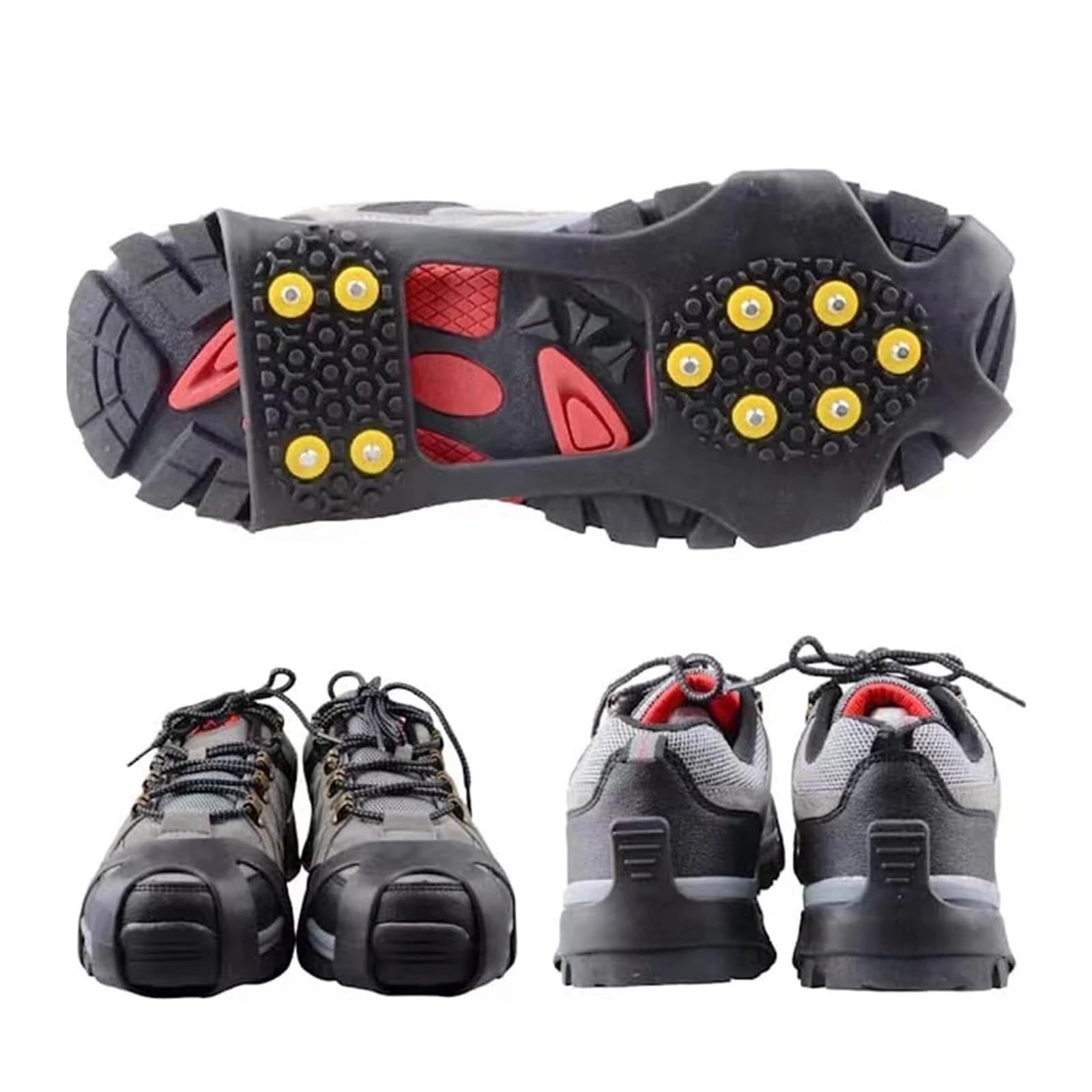 Ramponi 1 paio 10 denti neve artiglio del ghiaccio arrampicata antiscivolo punte impugnature ramponi tacchetti scarpe sportive copertura donna uomo stivali copertura taglia 25-48 (Color : XL 44-48)