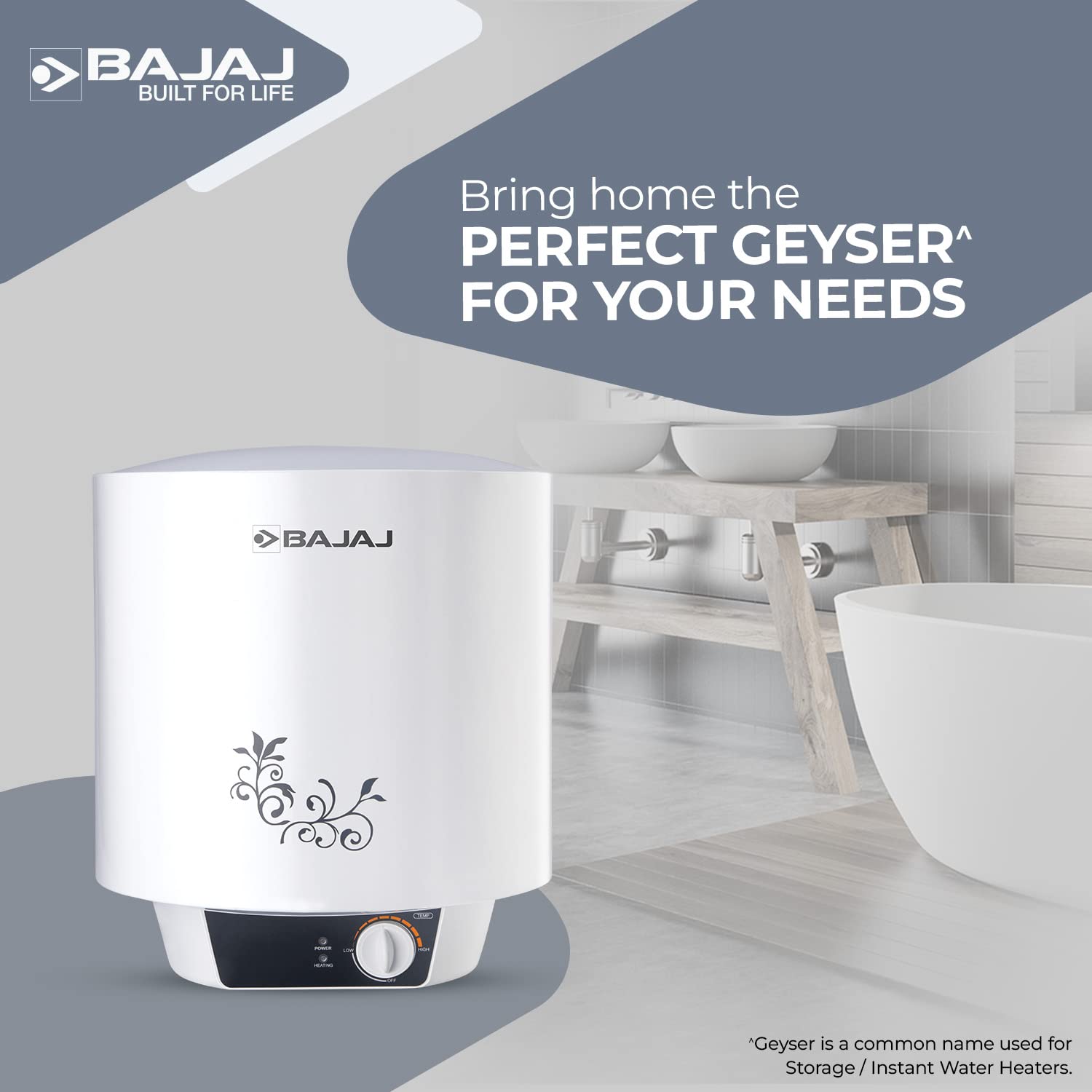 Buy Bajaj New Shakti Neo 10L Vertical Storage Water Heater| Star Rated  Geyser| Water Heating with Titanium Armour u0026 Swirl Flow Technology|  Glasslined Tank| Wall Mounting| 1-Yr Warranty by Bajaj| White Online