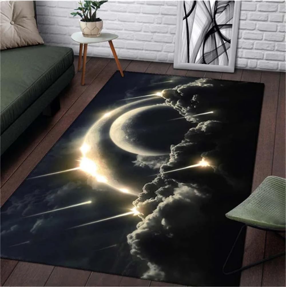 Tapis espace planet de chambre pour salon et cuisine design carré en fourrure 100x160cm