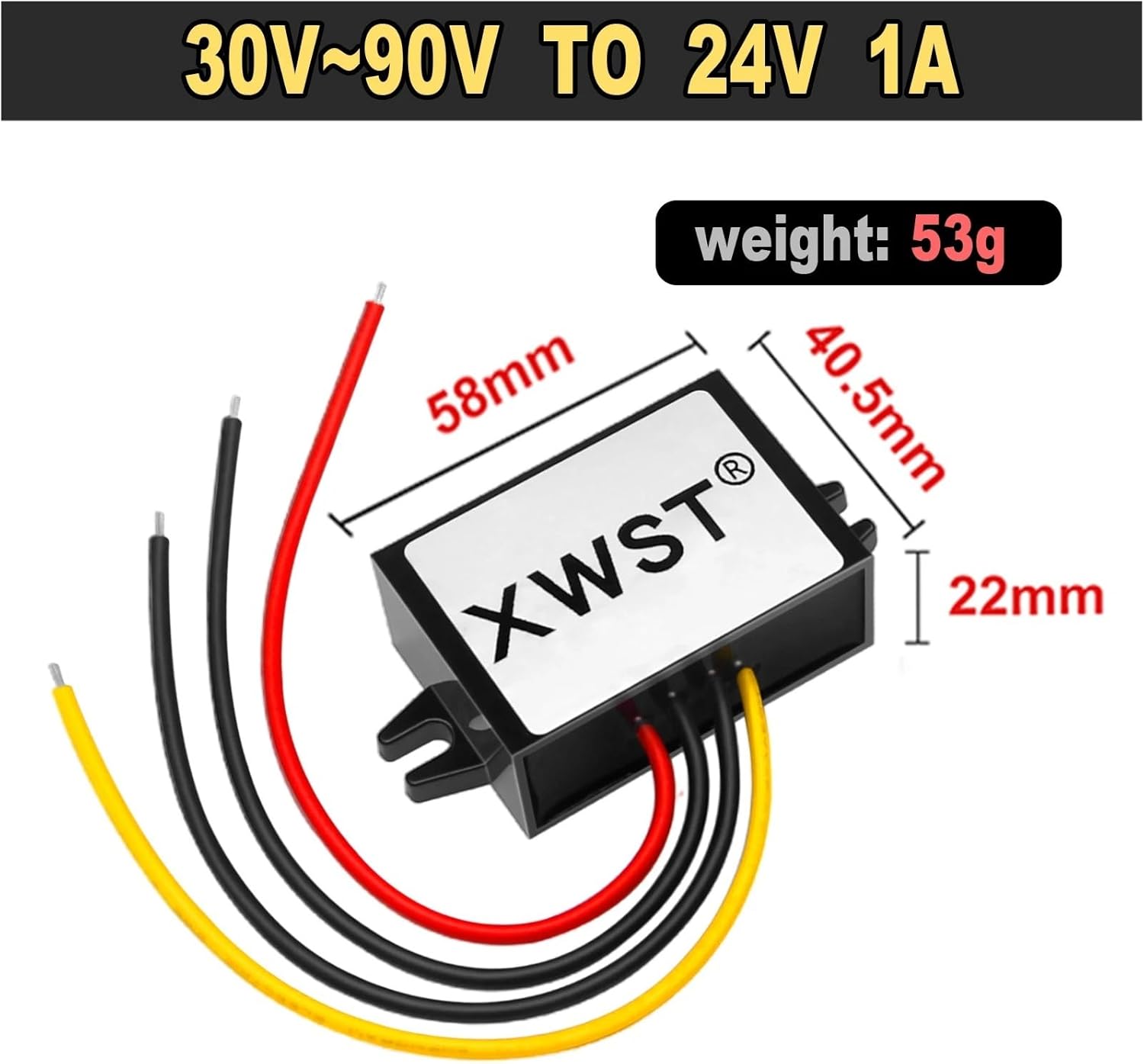 DC DC Converter 30-90V to 24V Step Down Power Inverter 48V to 24V Voltage Regulator 60V to 24V Buck Converter 72V to 24V(1A ABS Platisc M)