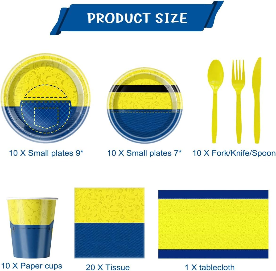 81Pcs Yellow Cartoon Party Tableware Set - Decoration & Birthday Party Supplies