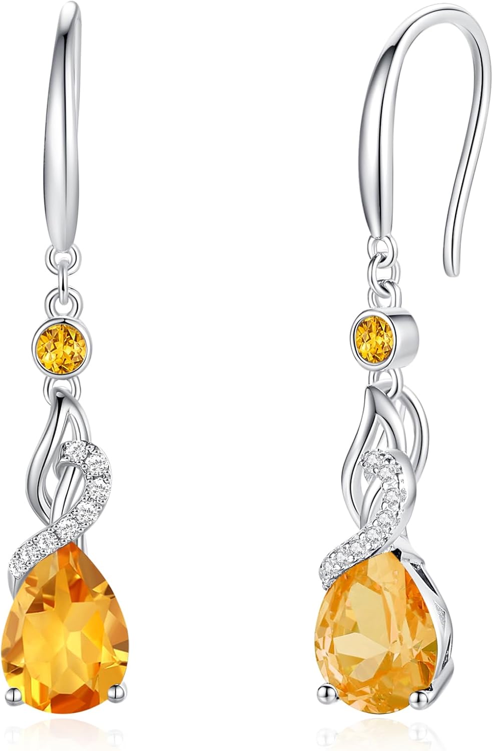 FANCIME Teardrop Dangle Drop Earrings 925 Sterling Silver Pear Gemstone Birthstone Earring Fine Jewelry Birthday Gifts for Women