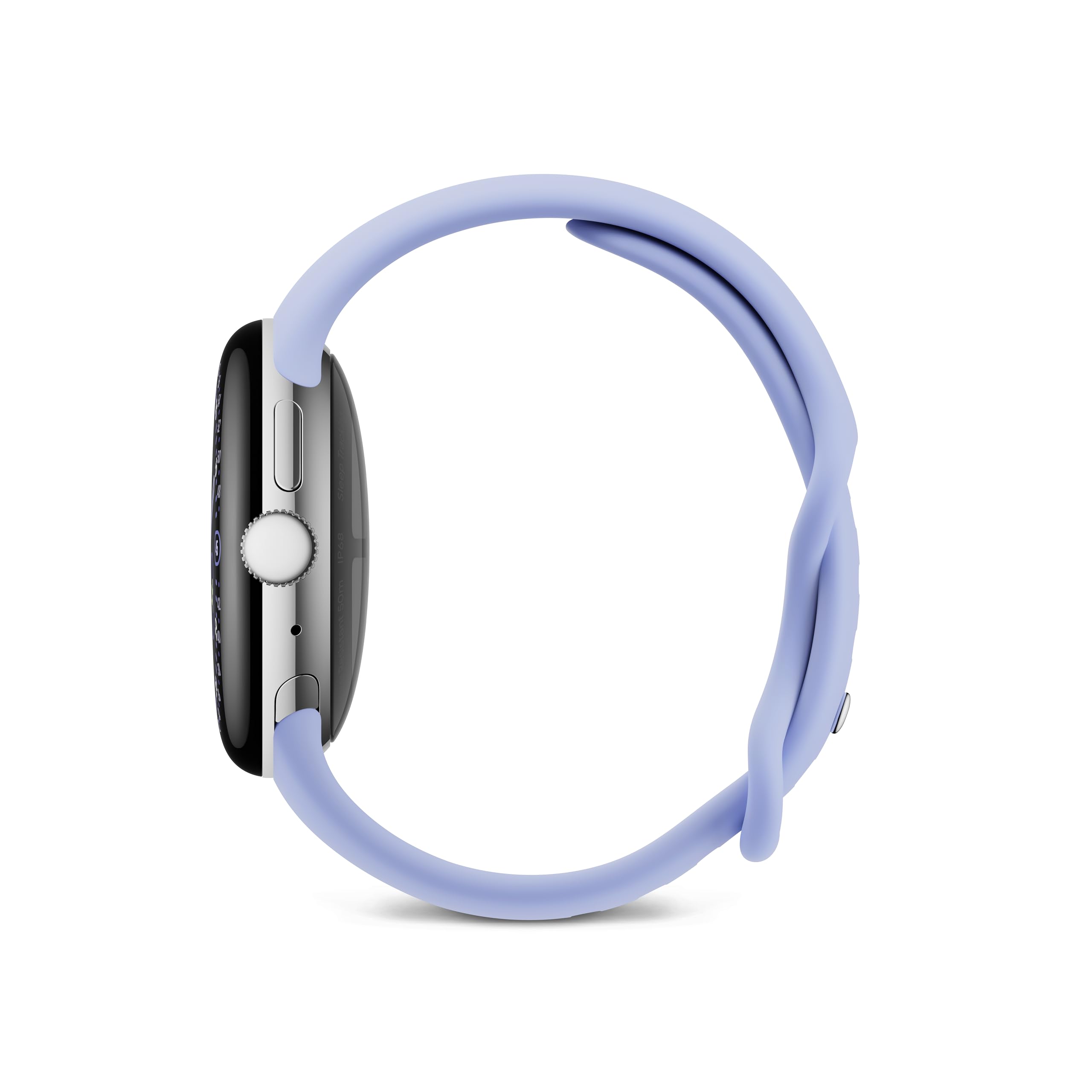 Google Pixel Watch 4 (41 mm) - Smartwatch Android con tracker per fitness e benessere, e assistente virtuale Gemini - Cassa in alluminio argento lucido - Cinturino sportivo viola ametista - Wi-Fi