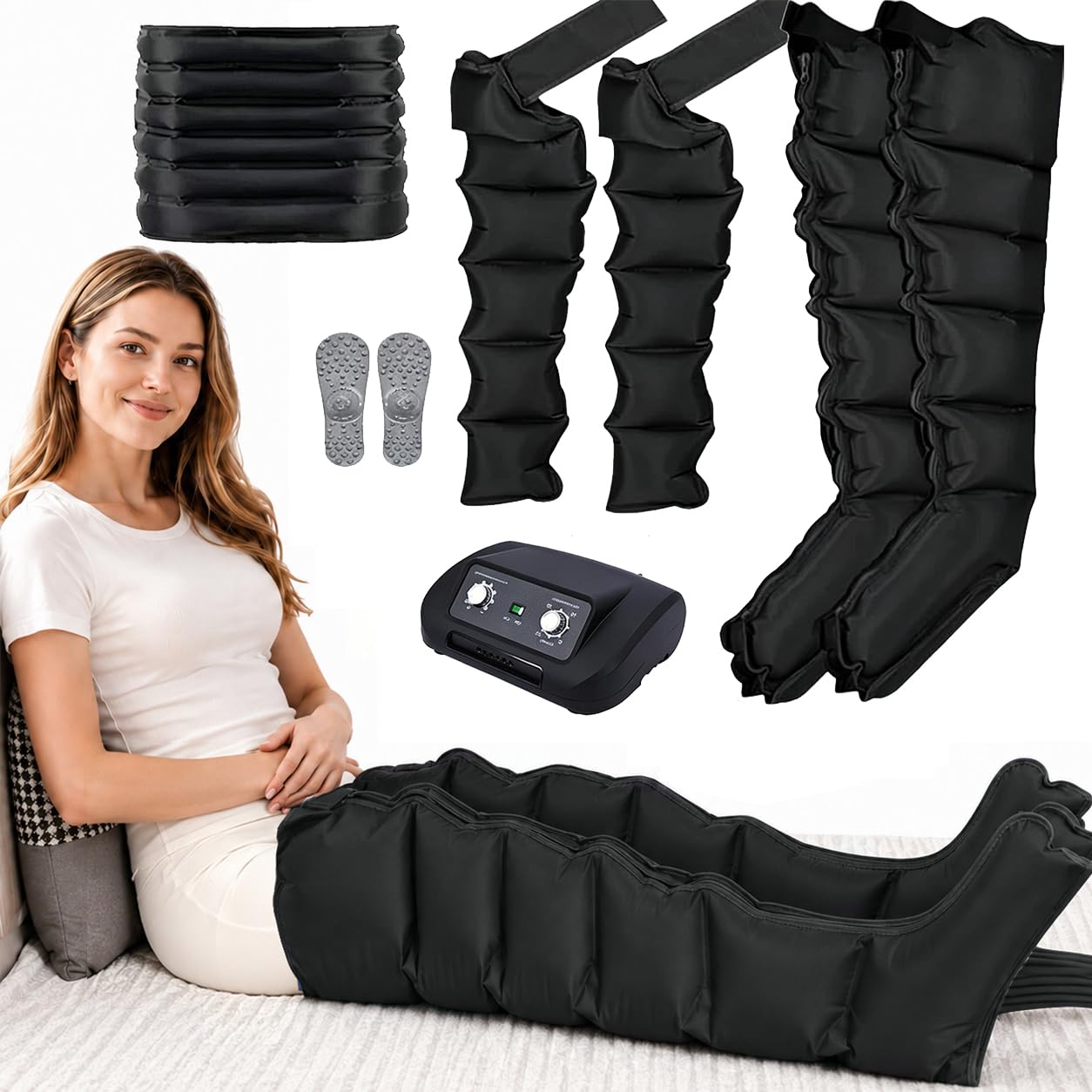 Presoterapia para Casa, Botas Presoterapia Piernas y Abdomen y Brazos：L