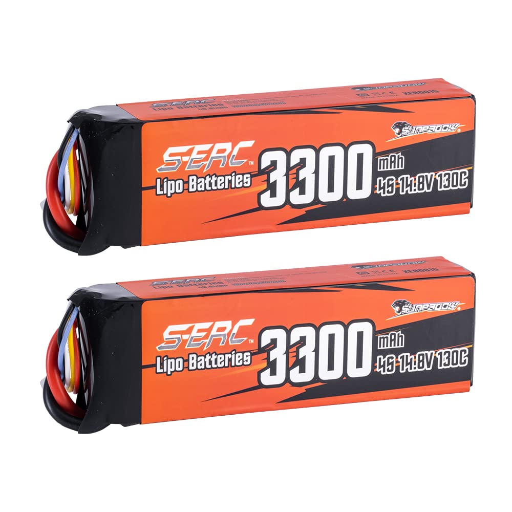 SUNPADOW 2 Pack 4S XT60 Lipo Battery 14.8V 130C 3300mAh for RC Aeroplane Quadcopter Helicopter Drone Quadcopter FPV Model Racing Hobby