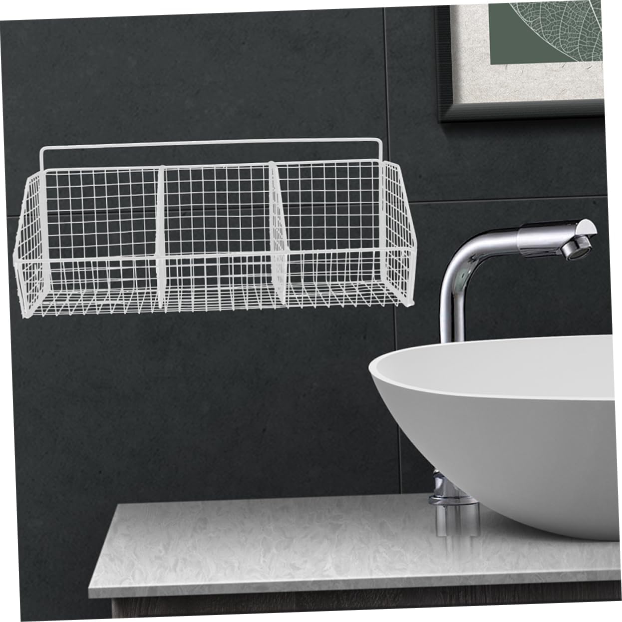 2pcs Hanging Kitchen Storage Basket Wall Mount with Compartment Design Space Saving Organizer for Fruits Vegetables and Condiments White Single Holder for Kitchen Pantry