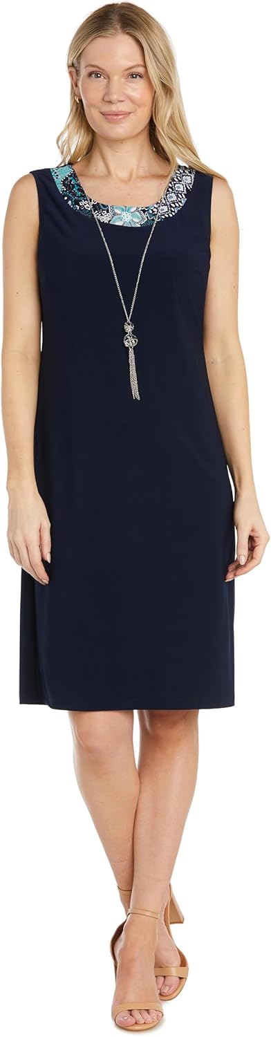 R&M Richards Womens Petites Semi-Formal Above-Knee Shift Dress
