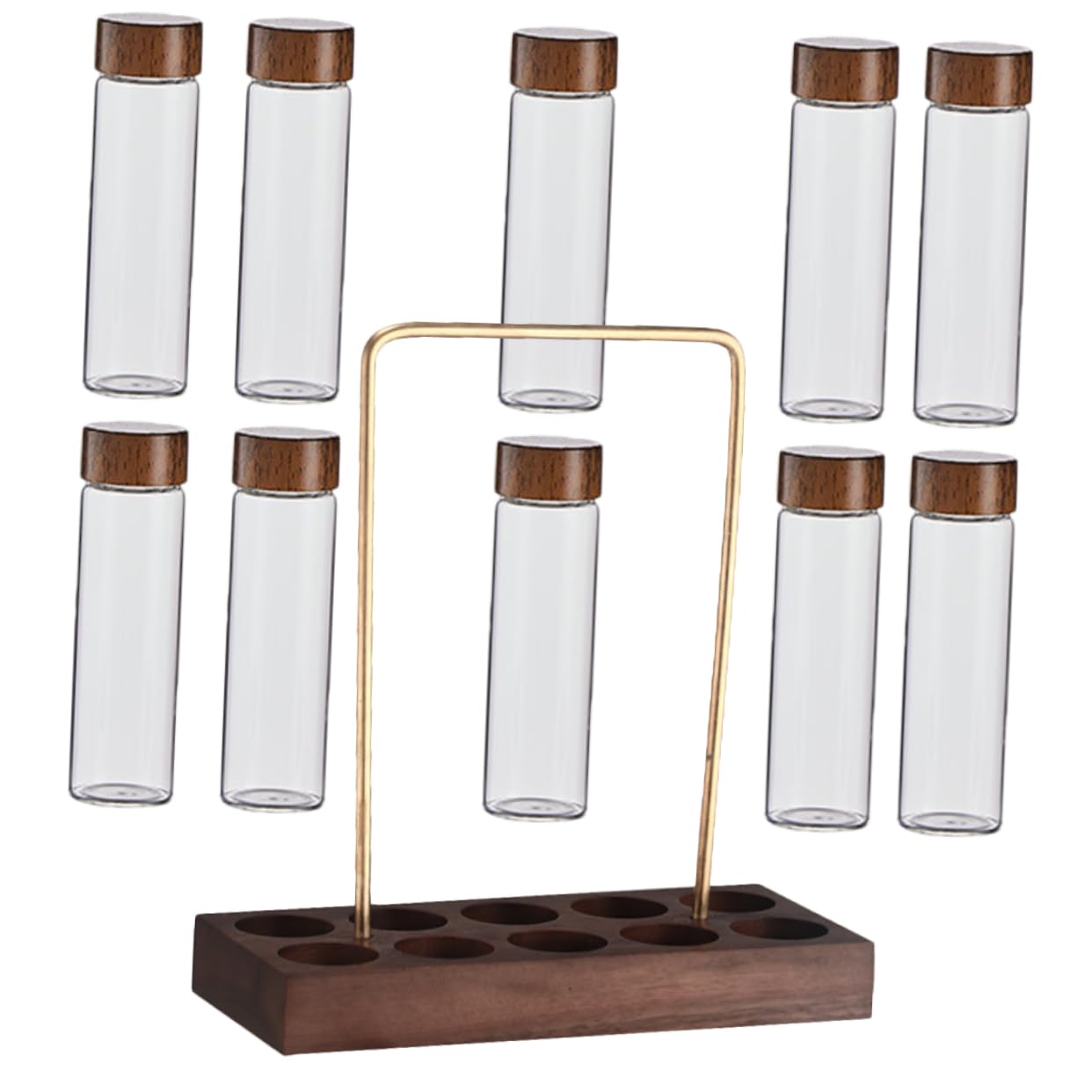 LIFKOME Luftdichter Behälter für Kaffeebohnen aus Glas mit Holzständer Platzsparende Aufbewahrung für Küche und Kleine Küchen