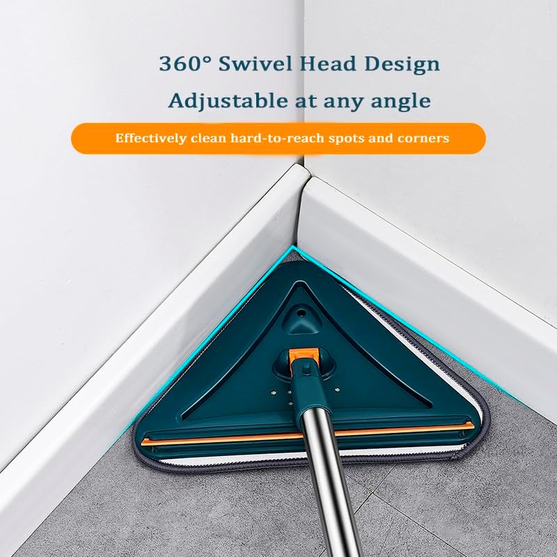 Miniatura 3 de Trapeador limpiador de pared con mango largo de 360, trapeador triangular para limpieza de pisos, herramienta de limpieza de zócalos con 5
