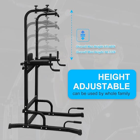 Power Tower Pull Up Bar Station Multi-Function Workout Dip Station for Home Gym Strength Training Fitness Equipment,440LBS