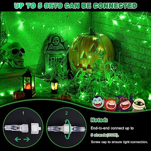 Jmexsuss Green Halloween String Lights Outdoor Waterproof, 66Ft 200 Led Green Christmas Lights Clear Wire, 8 Modes Green Lights Plug In For Tree Garden Party Outdoor Christmas Halloween Decorations #TOP2