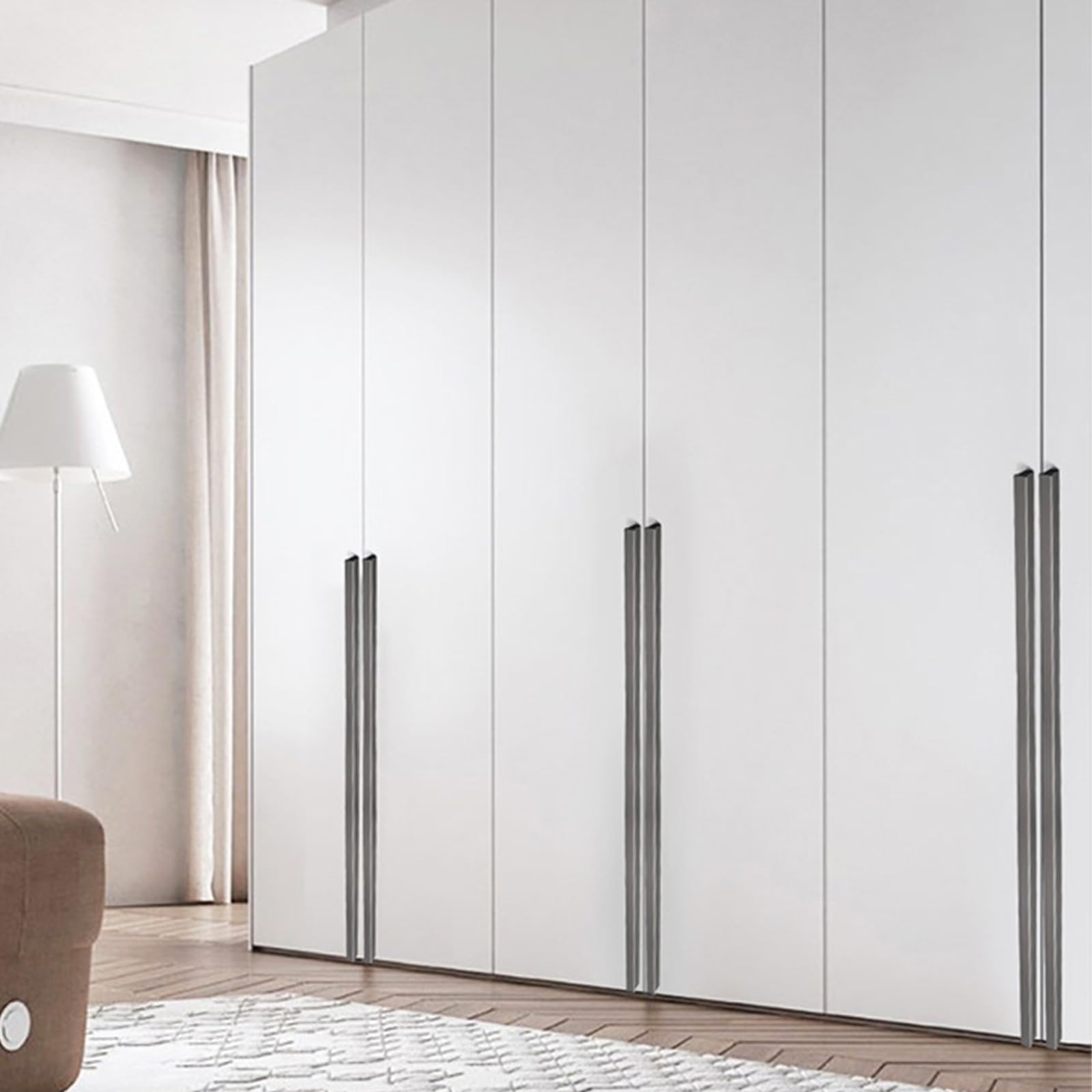 Möbelgriffe Lang,2 Stück Griffe für Schränke Grau Massive Aluminium | Eloxierte Oberfläche T-Zuggriffe Gesamtlänge:60 - 1200 mm Küche Griffe Modern für Schublade Küche 1160mm/45.7in