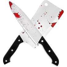 DERAYEE 2PCS Halloween Knife Prop, 12 Inch Plastic Fake Knives Classic Horror Props for Scary Halloween Party Cosplay, Haunted House Prank Decor