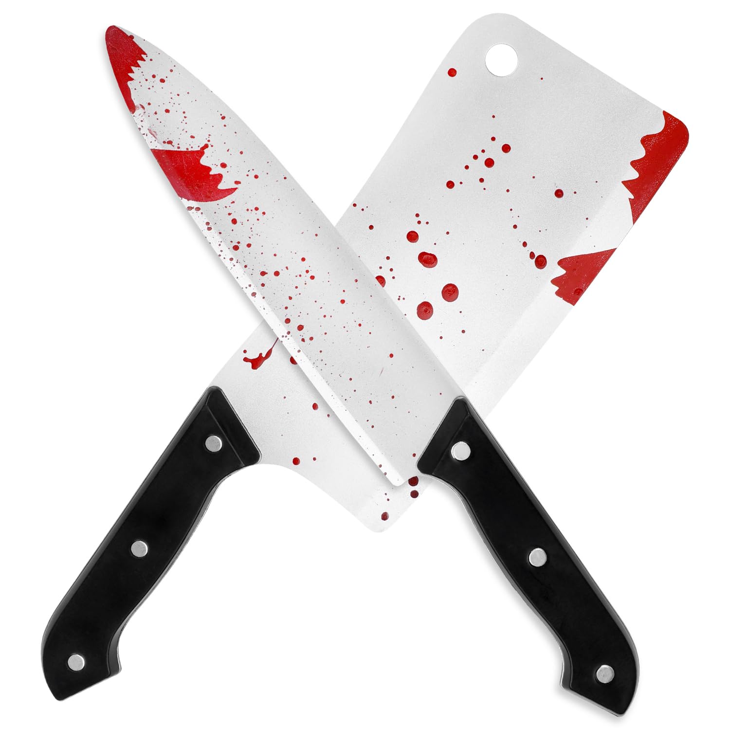 DERAYEE 2 X Künstliche Blutige Messer - Grusel-Deko Für Halloween & Partys