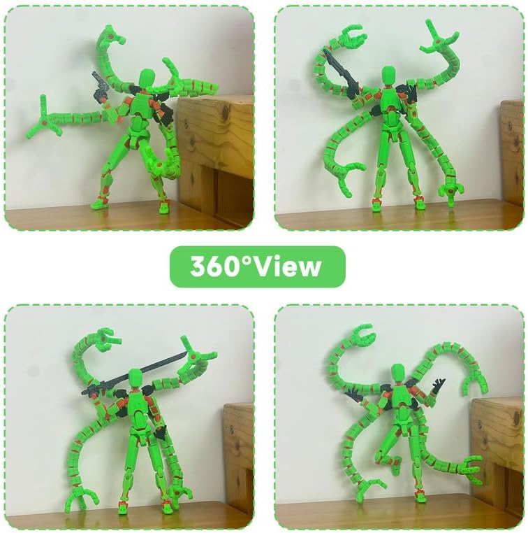 T13 (Assembly Completed) Action Figure, T 13 3D Printed Toys - The Premium Action Figures for Sci-Fi Enthusiasts,Four Claws Robot5.2 Inch Green