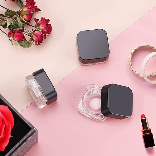 Miniatura 5 de AKOAK 2 frascos recargables de 0.71 oz (20 g), contenedor de cosméticos vacíos, botella cuadrada de crema, botella de plástico para almacenamiento