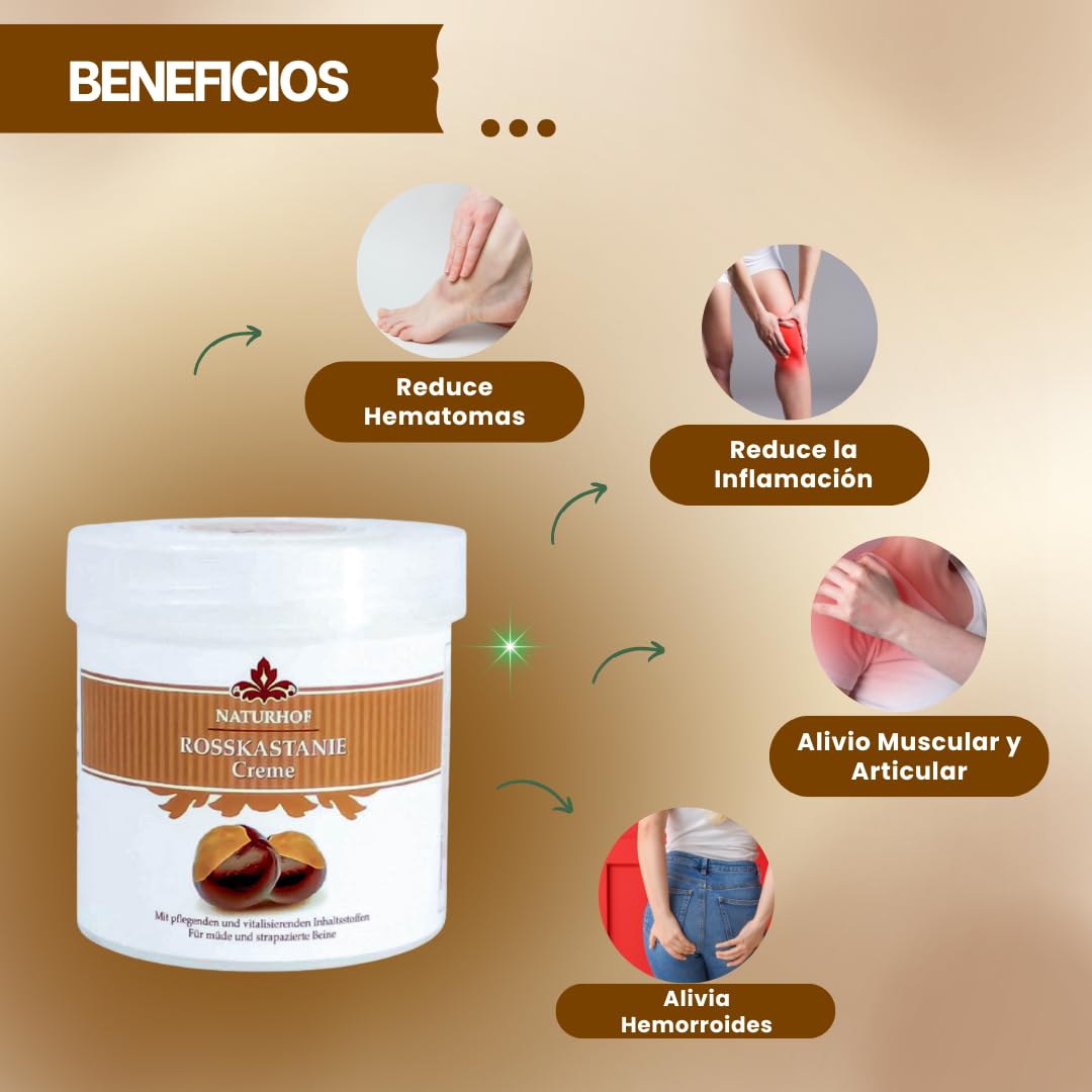 Crema castaño de indias 250ml, formula mejorada | Crema circulación piernas cansadas | Unguento para hemorroides | Especial para evitar varices y arañas en las piernas | Uso Topico.