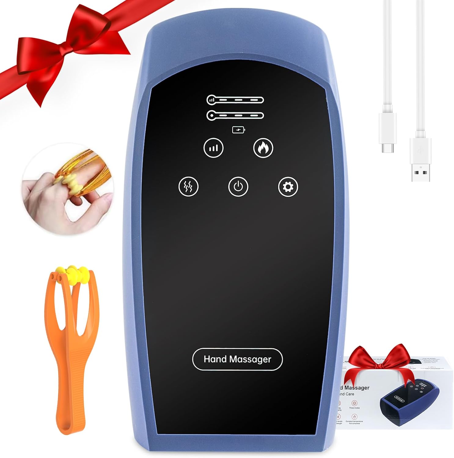 White Elephant Gifts Hand Massager with Heat and Compression,Cordless Hand Massager for Hand Stiffness and Fatigue,Electric Hand Massage for Relaxation,Christmas Gifts for Women and Men