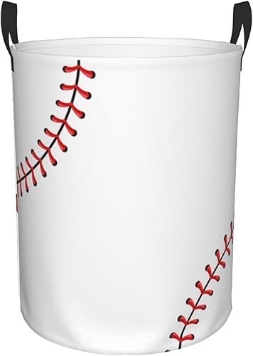 Gbuzozie Cesta redonda de béisbol con costuras rojas, cesta de almacenamiento deportiva de béisbol, canasta organizadora de ropa, para el hogar,