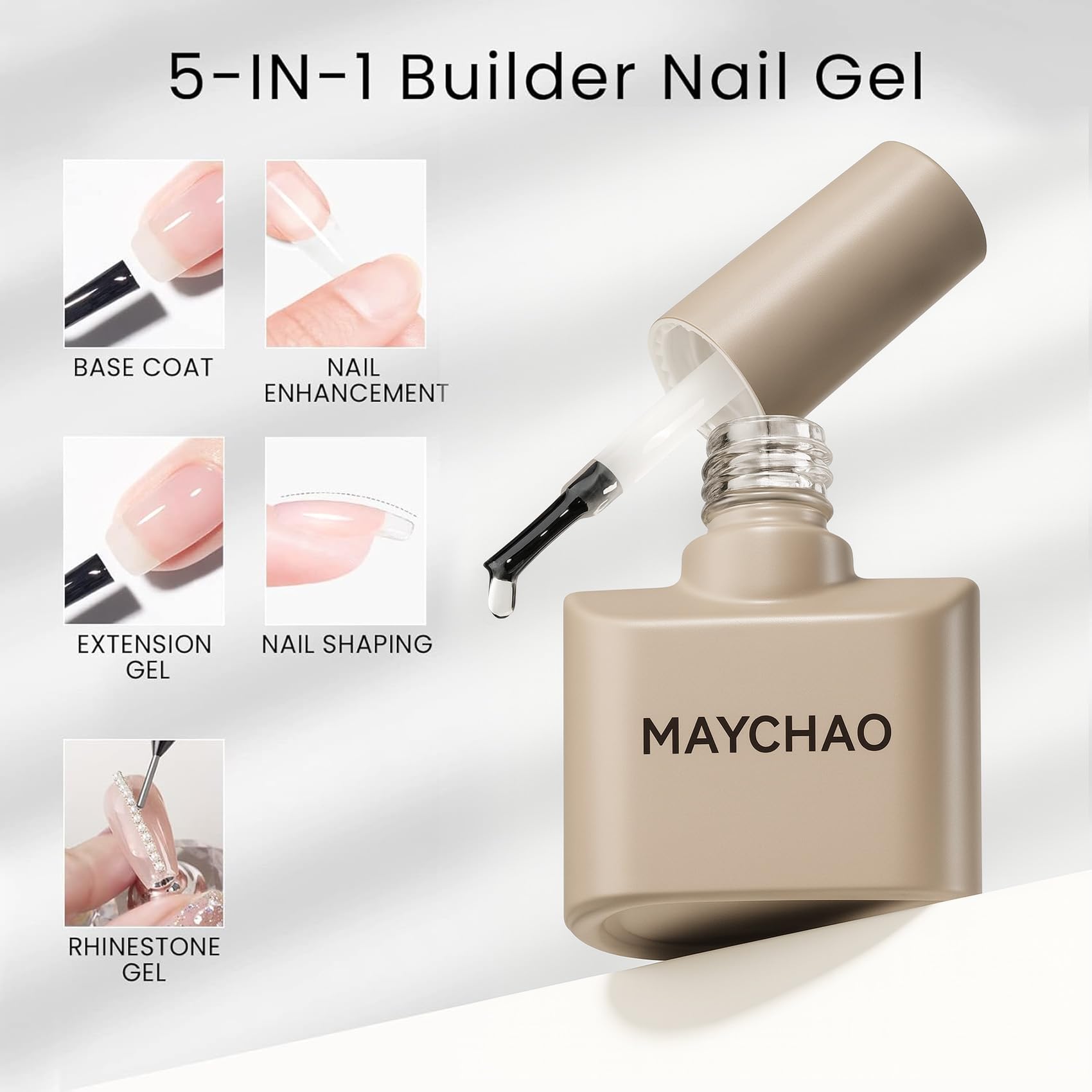 Amazon.com : MAYCHAO 15ML Builder Nail Gel 5 in 1 Clear Builder