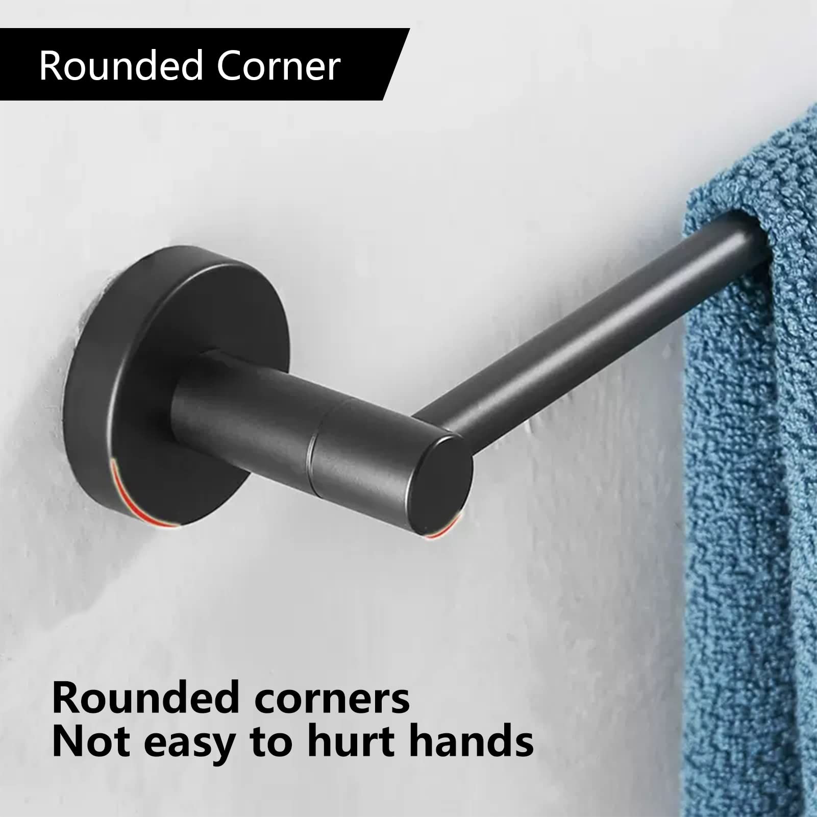 Barras toalleras Negras Mate, Soporte de Pared, Barra de Acero Inoxidable con Acabado Pulido, Barra Individual de 40 cm a 70 cm (tamaño: 80 cm).