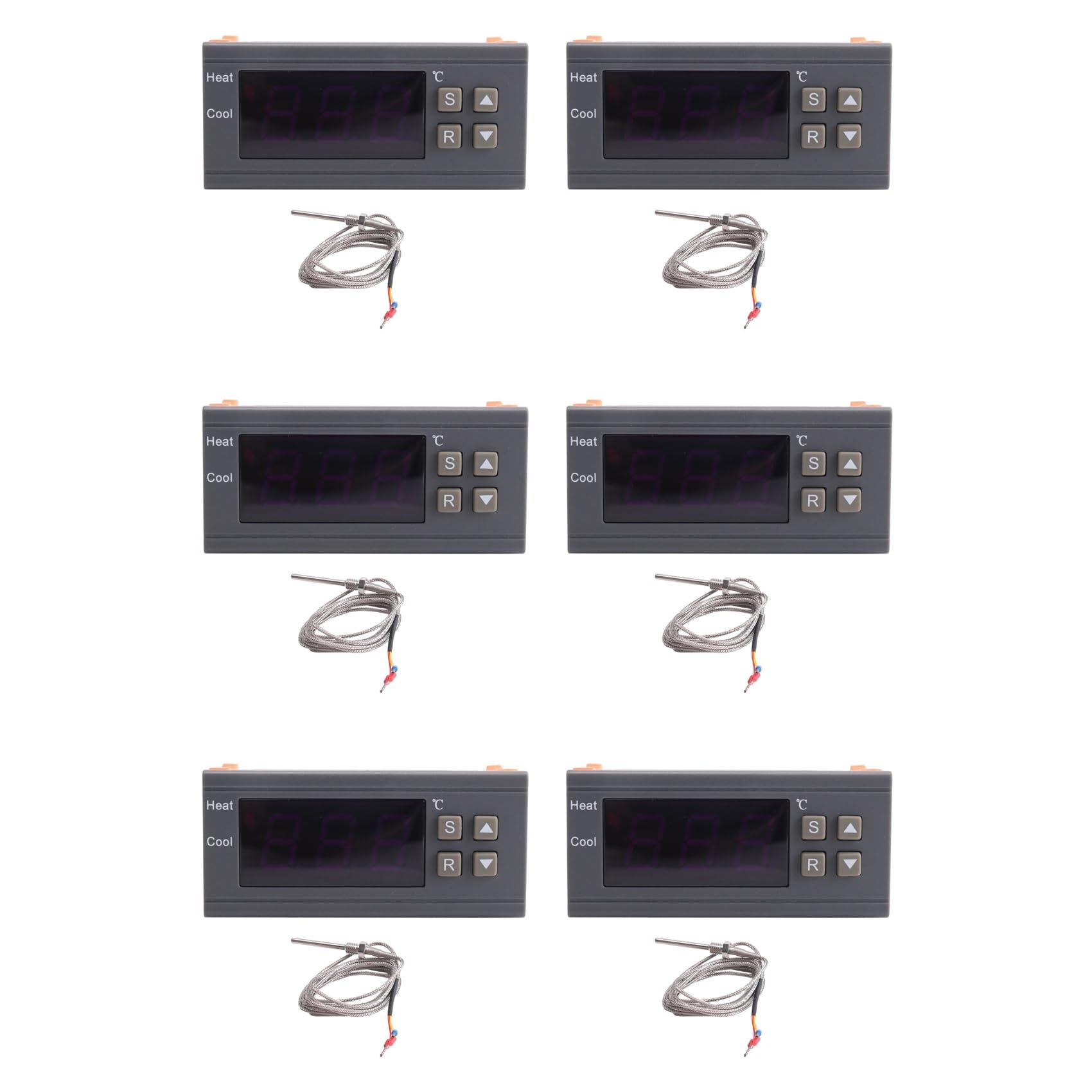 Jnchdghwa Black 6X Digital Temperature Controller -99-400 Degree Pt100 M8 Probe Thermocouple Sensor Embedded Thermostat 220V Switch