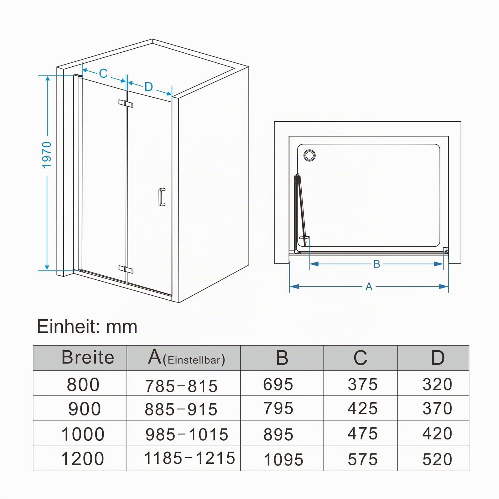 MIQU Nischentür 80 x 185 cm Duschabtrennung Faltbar Duschwand für Dusche Pendeltür Falttür Duschtür aus 6mm NANO ESG Glas Rahmenlos duschtrennwand ohne Duschwanne