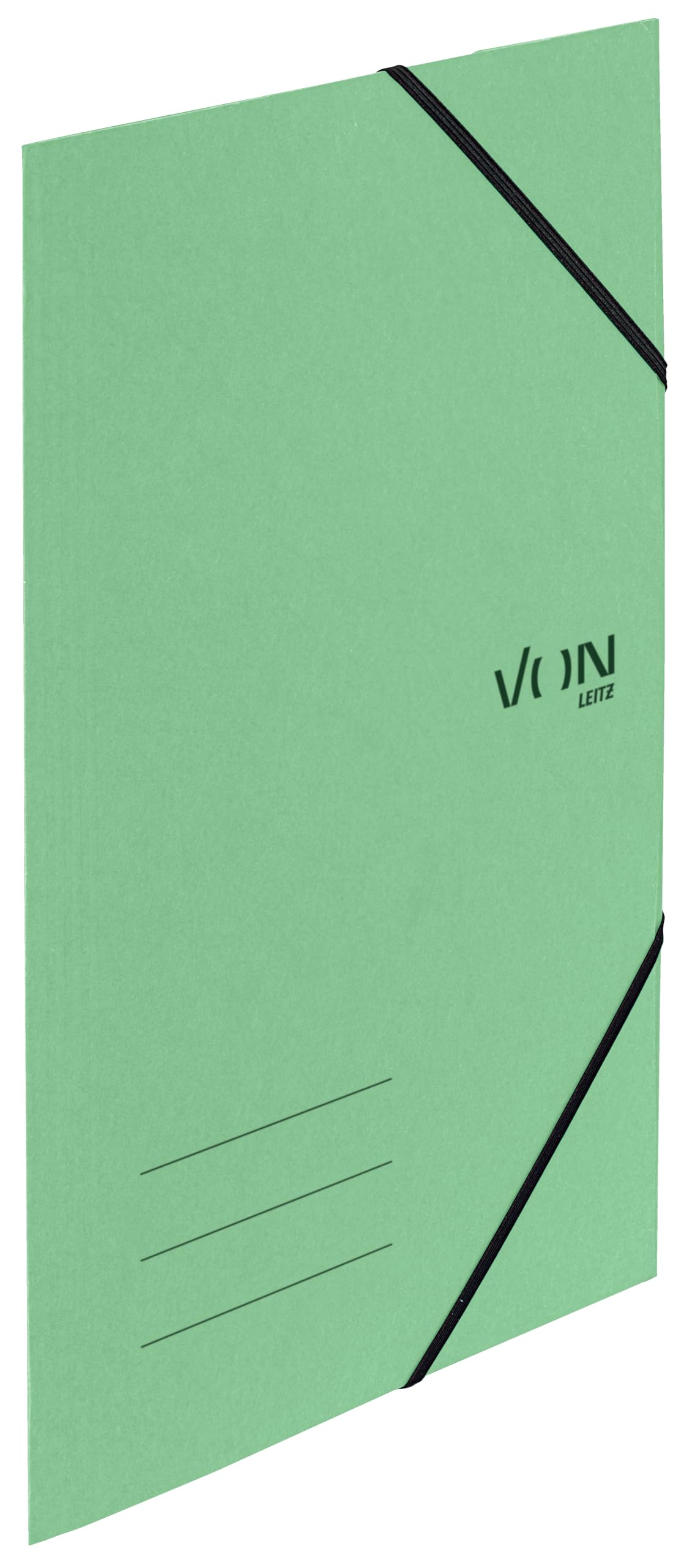 VON Leitz A4 Corner Tensioner Briefcase, Recycled Cardboard, for 150 Sheets, 3 flip Flops, Briefcase with Rubber Drawstring with Modern OD, Lightweight Binder for School and Home, Mint Green