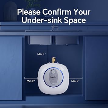 Gen II Ranein 4.0-Gallon Mini Tank Electric Water Heater, Eliminate Time for Hot Water, Under Sink or Floor Mounted, 120V, 1440W, Compact Point of use for Kitchen, Bathroom & RV Use