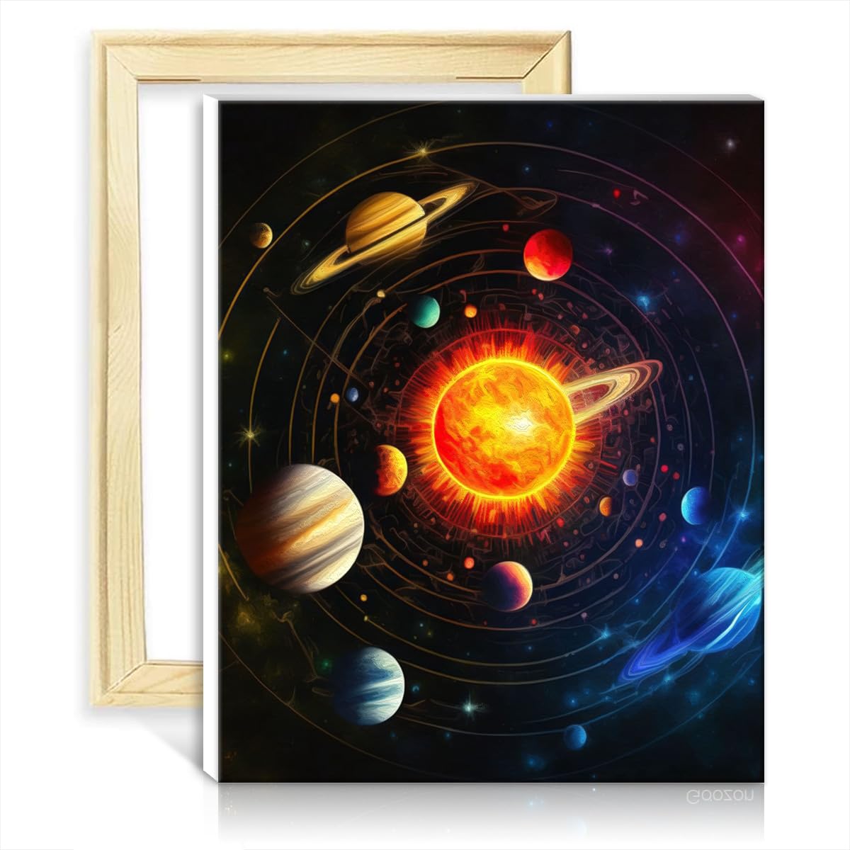 Tangfeiy As04 Solar System Neon Oil Painting Kits Solar System Neon Paint By Numbers Adults With Brushes And Acrylic Pigment Art Paint By Number For Adults With Frame(30X40cm)