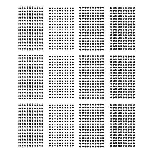 12 Sheet Black Rhinestone Stickers - Round, Gartful 2790 Pcs Self Adhesive Gem Sticker, Sticky Crystal Jewelry Gemstone For Diy Arts Crafts, Scrapbook Embellishments, Body, Nail, 4 Sizes(3, 4, 5, 6Mm) #TOP7